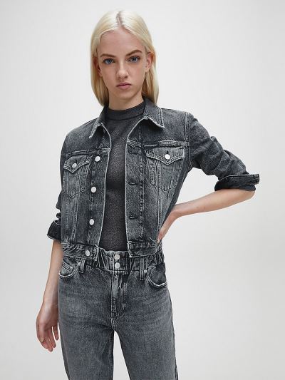 Calvin Klein Ruhák HU677482 | Calvin Klein Cropped Női Farmerkabát Szürke